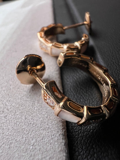 [LuxJewelry]SERPENTI MOP PINK GOLD EARRINGS