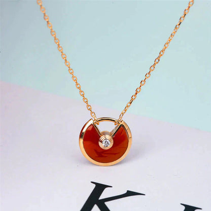 [LuxJewelry]AMULETTE GOLD CARNELIAN ONYX NECKLACE