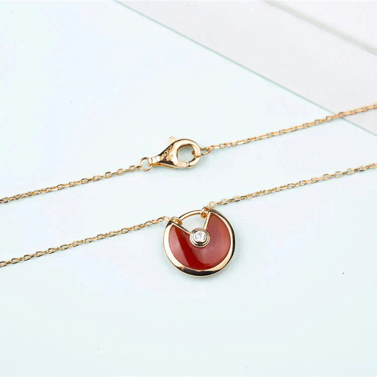 [LuxJewelry]AMULETTE GOLD CARNELIAN ONYX NECKLACE