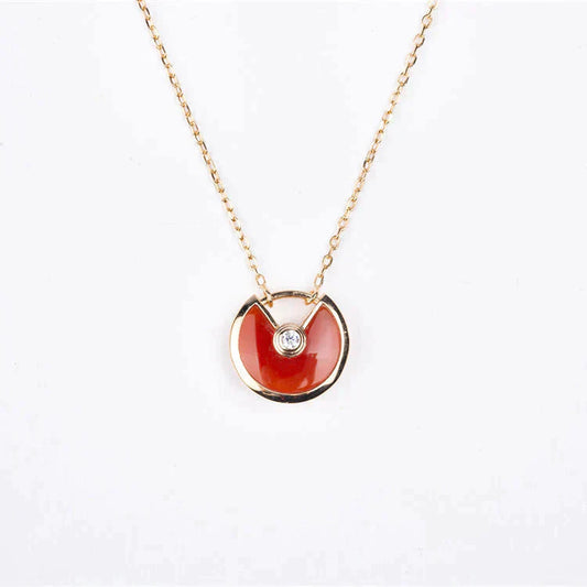 [LuxJewelry]AMULETTE GOLD CARNELIAN ONYX NECKLACE
