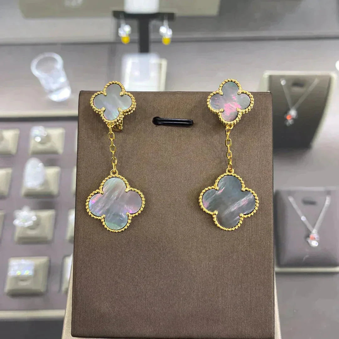 [LuxJewelry]CLOVER 2 MOTIFS  EARRINGS (MULTIPLE CHOICESC