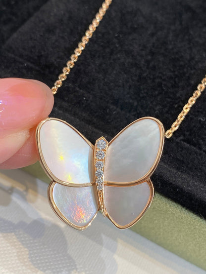 [LuxJewelry]BUTTERFLY GOLD MOP DIAMOND NECKLACE