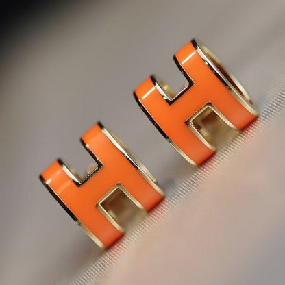 [LuxJewelry]MINI POP H EARRINGS ORANGE