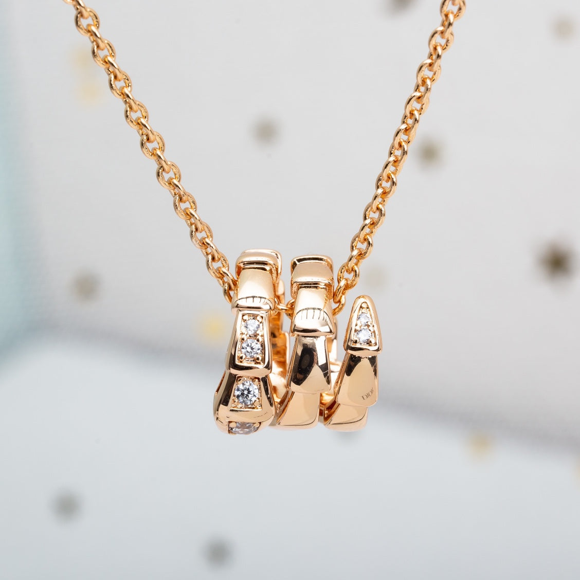 [LuxJewelry]SERPENTI PINK GOLD NECKLACE DIAMOND
