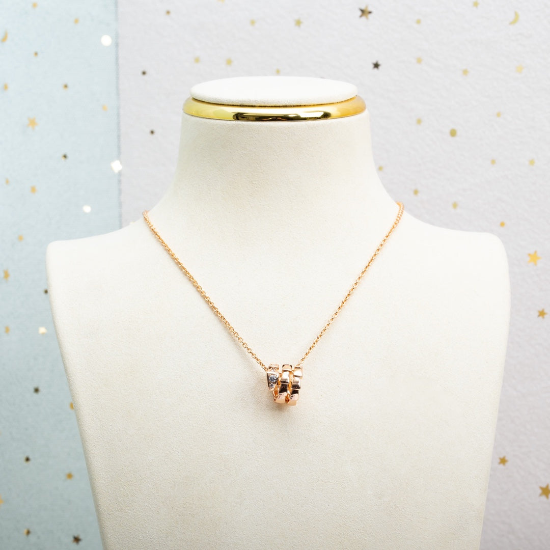 [LuxJewelry]SERPENTI PINK GOLD NECKLACE DIAMOND