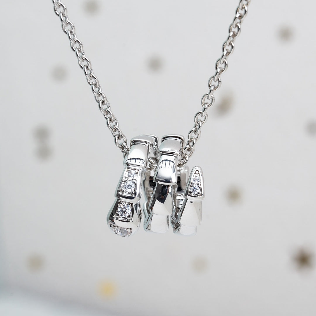 [LuxJewelry]SERPENTI SILVER NECKLACE DIAMOND