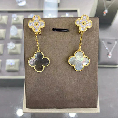 [LuxJewelry]CLOVER  2 MOTIFS  DIAMOND  EARRINGS (MULTIPLE CHOICESç´
