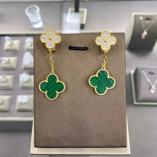 [LuxJewelry]CLOVER  2 MOTIFS  DIAMOND  EARRINGS (MULTIPLE CHOICESç´