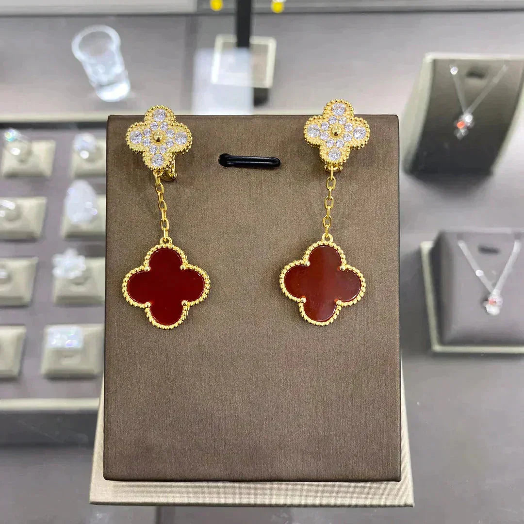 [LuxJewelry]CLOVER  2 MOTIFS  DIAMOND  EARRINGS (MULTIPLE CHOICESç´