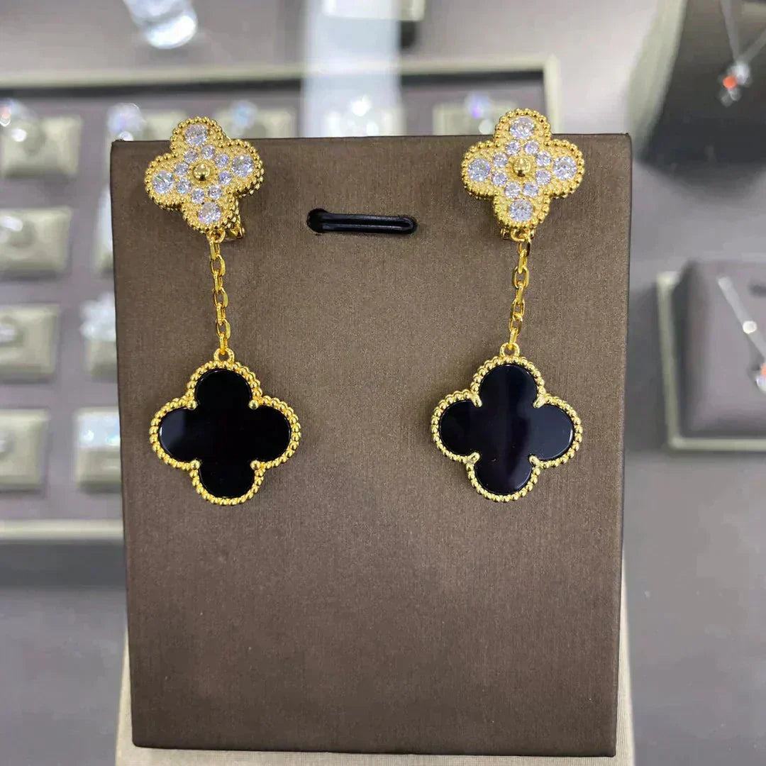 [LuxJewelry]CLOVER  2 MOTIFS  DIAMOND  EARRINGS (MULTIPLE CHOICESç´