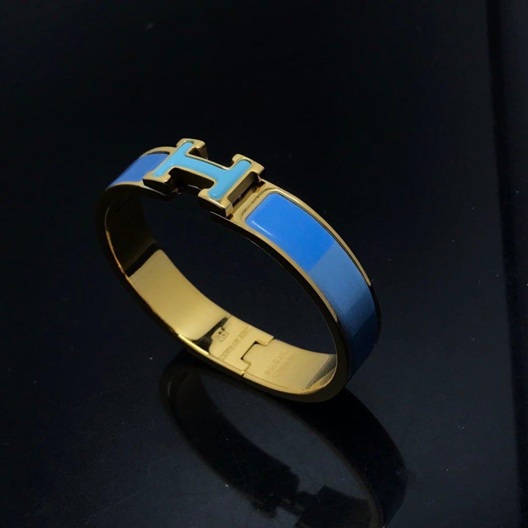 [LuxJewelry]H BRACELET BLUE RAINBOW CERAMIC