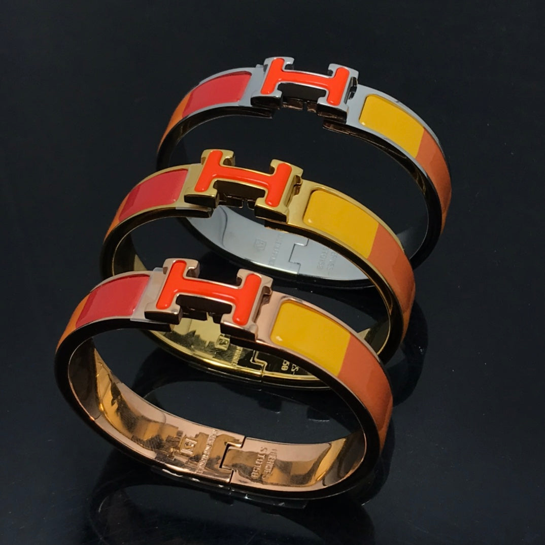 [LuxJewelry]H BRACELET ORANGE RAINBOW CERAMIC