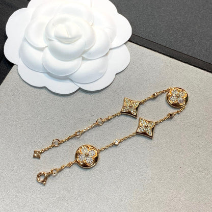 [LuxJewelry]STAR AND SUN 4 MOTIFS GOLD DIAMONDS BRACELET