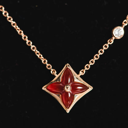 [LuxJewelry]STAR NECKLACE PINK GOLD 1 DIAMOND