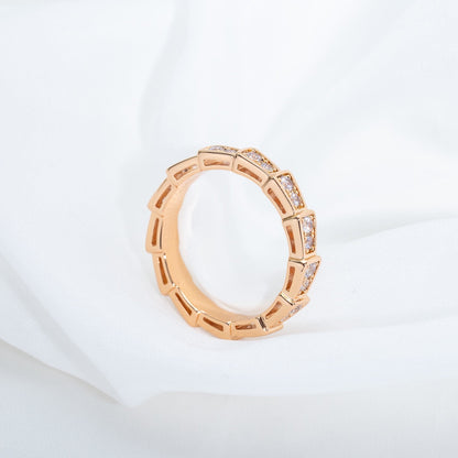 [LuxJewelry]SERPENTI RING PINK GOLD DIAMOND PAVED 3MM
