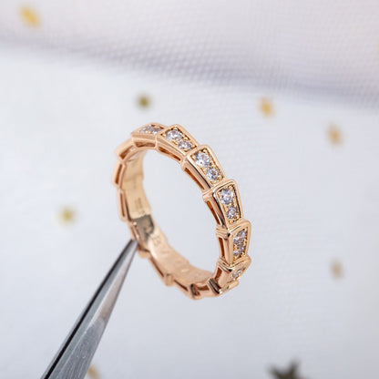 [LuxJewelry]SERPENTI RING PINK GOLD DIAMOND PAVED 3MM