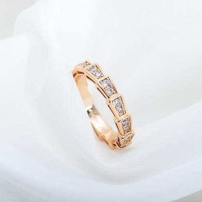 [LuxJewelry]SERPENTI RING PINK GOLD DIAMOND PAVED 3MM