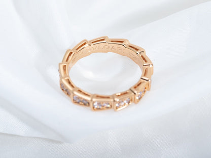[LuxJewelry]SERPENTI RING PINK GOLD DIAMOND PAVED 3MM