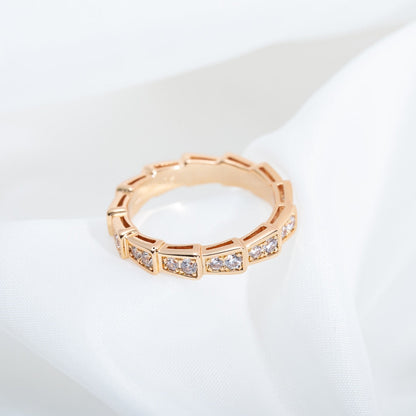 [LuxJewelry]SERPENTI RING PINK GOLD DIAMOND PAVED 3MM