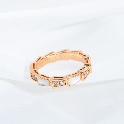 [LuxJewelry]SERPENTI RING PINK GOLD DIAMOND MOP 3MM