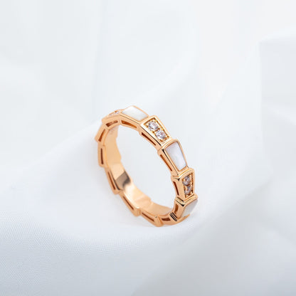 [LuxJewelry]SERPENTI RING PINK GOLD DIAMOND MOP 3MM