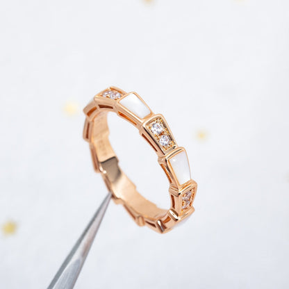 [LuxJewelry]SERPENTI RING PINK GOLD DIAMOND MOP 3MM