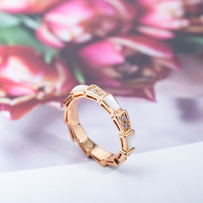 [LuxJewelry]SERPENTI RING PINK GOLD DIAMOND MOP 3MM