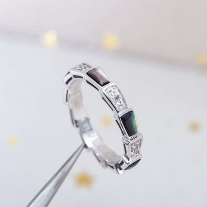[LuxJewelry]SERPENTI RING SILVER  DIAMOND BLACK MOP 3MM