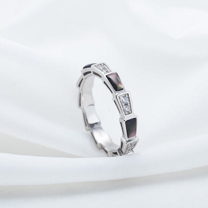 [LuxJewelry]SERPENTI RING SILVER  DIAMOND BLACK MOP 3MM
