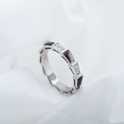 [LuxJewelry]SERPENTI RING SILVER  DIAMOND BLACK MOP 3MM