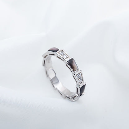[LuxJewelry]SERPENTI RING SILVER  DIAMOND BLACK MOP 3MM