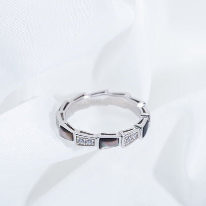 [LuxJewelry]SERPENTI RING SILVER  DIAMOND BLACK MOP 3MM