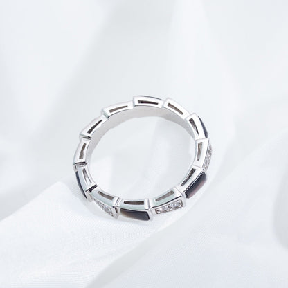 [LuxJewelry]SERPENTI RING SILVER  DIAMOND BLACK MOP 3MM