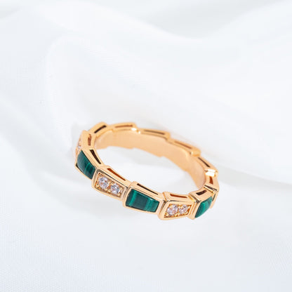 [LuxJewelry]SERPENTI RING PINK GOLD MALACHITE DIAMOND 3MM