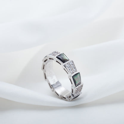 [LuxJewelry]SERPENTI RING SILVER DIAMOND BLACK MOP 4MM