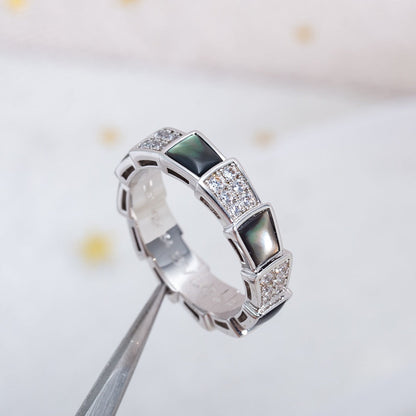 [LuxJewelry]SERPENTI RING SILVER DIAMOND BLACK MOP 4MM