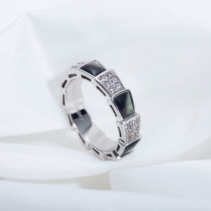 [LuxJewelry]SERPENTI RING SILVER DIAMOND BLACK MOP 4MM