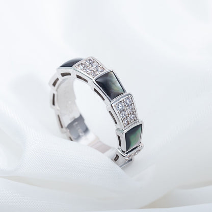 [LuxJewelry]SERPENTI RING SILVER DIAMOND BLACK MOP 4MM