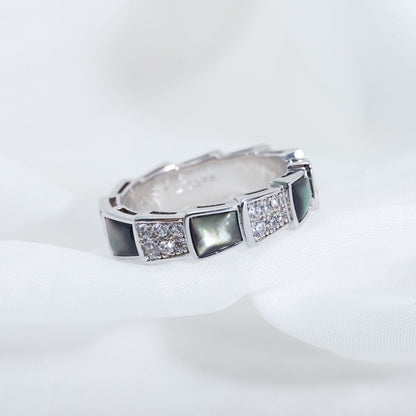 [LuxJewelry]SERPENTI RING SILVER DIAMOND BLACK MOP 4MM