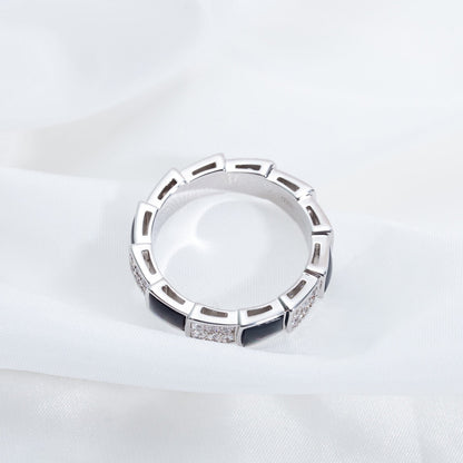 [LuxJewelry]SERPENTI RING SILVER DIAMOND BLACK MOP 4MM