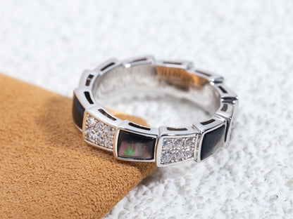 [LuxJewelry]SERPENTI RING SILVER DIAMOND BLACK MOP 4MM
