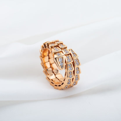 [LuxJewelry]SERPENTI RING PINK GOLD DIAMOND DOUBLE ROW