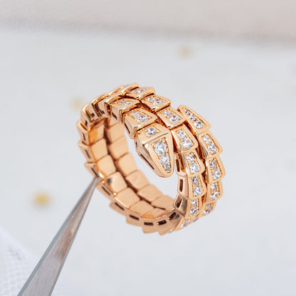 [LuxJewelry]SERPENTI RING PINK GOLD DIAMOND DOUBLE ROW