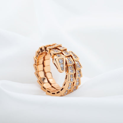 [LuxJewelry]SERPENTI RING PINK GOLD DIAMOND DOUBLE ROW