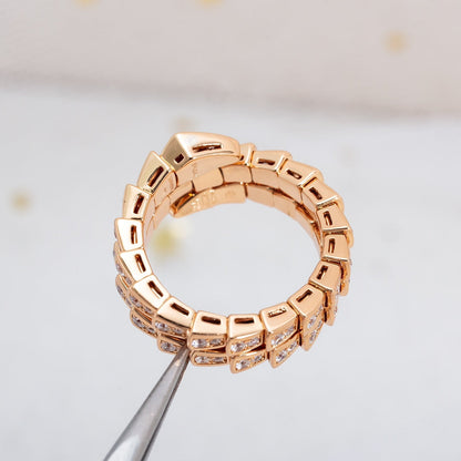 [LuxJewelry]SERPENTI RING PINK GOLD DIAMOND DOUBLE ROW