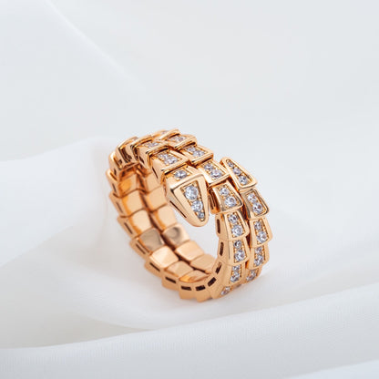 [LuxJewelry]SERPENTI RING PINK GOLD DIAMOND DOUBLE ROW