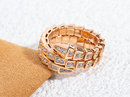 [LuxJewelry]SERPENTI RING PINK GOLD DIAMOND DOUBLE ROW