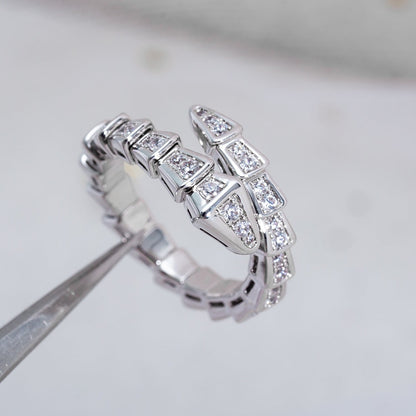 [LuxJewelry]SERPENTI RING SILVER DIAMOND PAVED 4MM