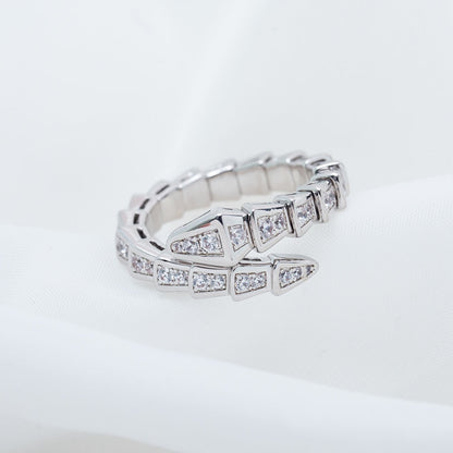 [LuxJewelry]SERPENTI RING SILVER DIAMOND PAVED 4MM