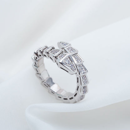 [LuxJewelry]SERPENTI RING SILVER DIAMOND PAVED 4MM